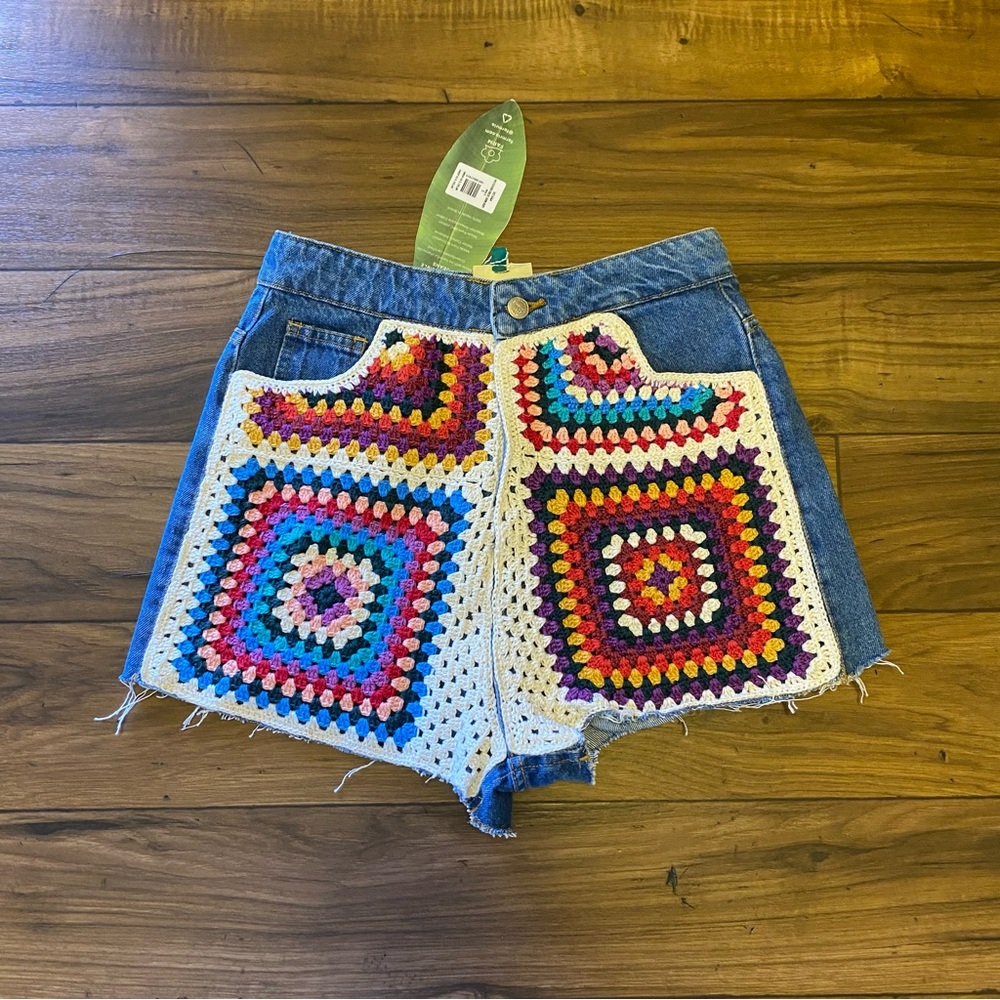 Farm Rio x Anthropologie Ultra High Waist Crochet Shorts NWT $195 Sz Small - Picture 2 of 6